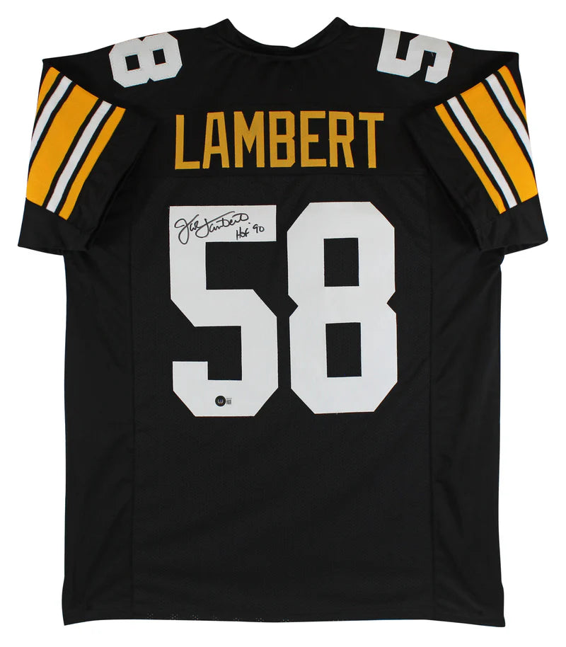 Jack Lambert Signed Black Pro Style Football Jersey with Beckett Witness
